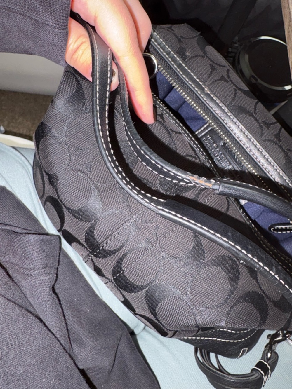 Coach Black Signature Jacquard Shoulder Bag - Picture 13 of 14